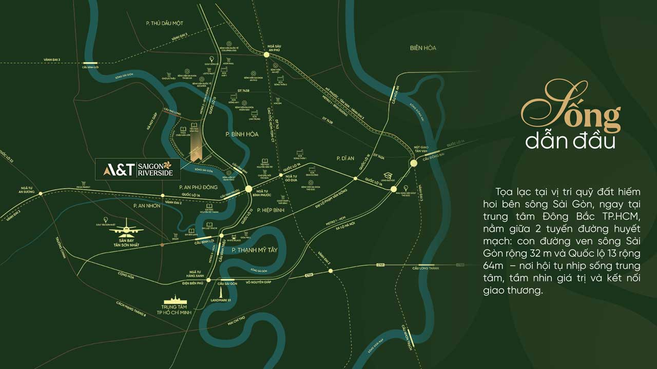 Vị trí dự án căn hộ A&T Saigon Riverside Bình Dương